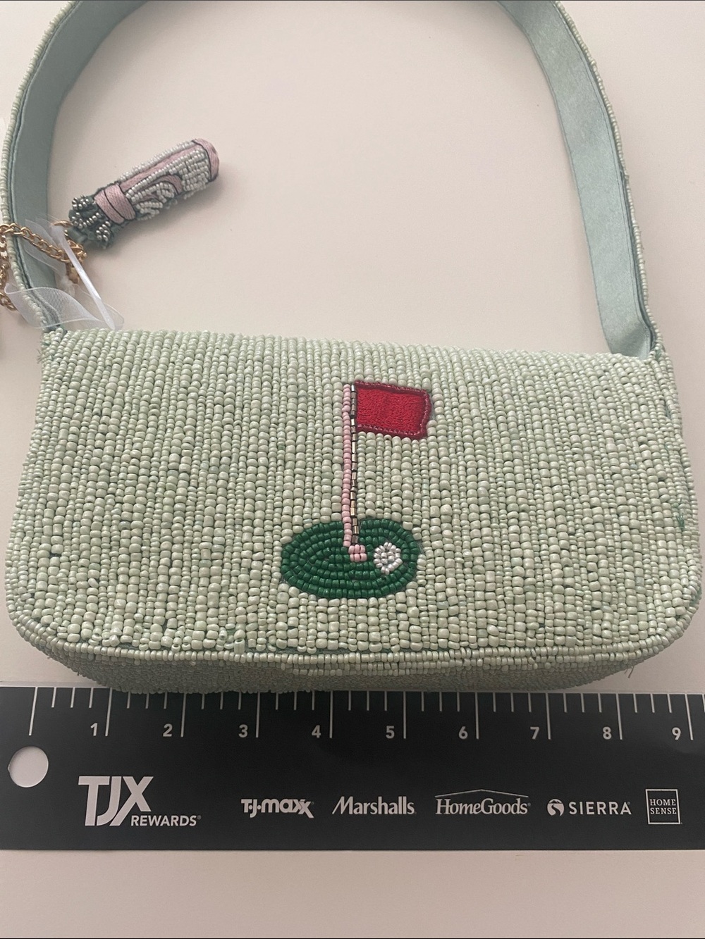 Golf Cart Beaded Shoulder Bag | Handmade Beaded Purse | Novelty Golf Bag - Picture 5 of 9